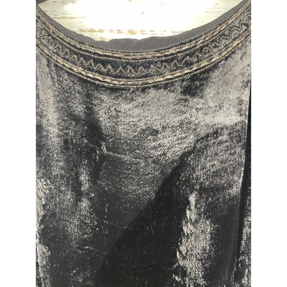 Mondi Dress Women's 38 US SZ 8 Black Beaded Crushed Velvet Sleeveless Maxi Gown - Picture 8 of 10